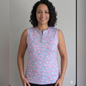 Alvin’s Island Flamingo Print Size L Sleeveless Top, UPF 50
